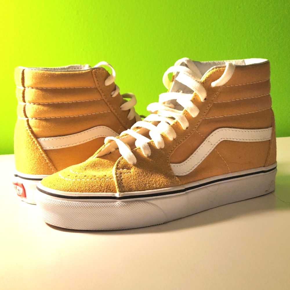 VANS SUEDE SK8- HI YELLOW, UNISEX,  *SZ 4 MEN/BOY; SZ 5.5 WOMEN